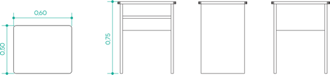 Mesa para máquina com rodízios